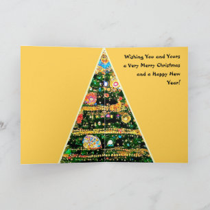 Carte de Noël arbre lumineux de style Gustav Klimt