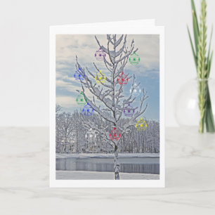 CARTE DE NOËL/ARBRE ROMANTIQUE/COUVERT DE NEIGE DA