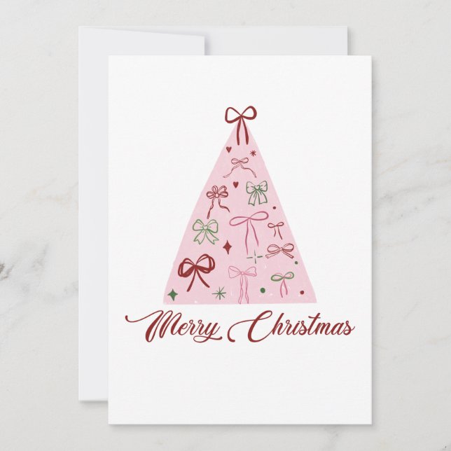 Carte de Noël Arbre Rose (Devant)