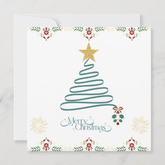 Carte de Noël arbre ruban minimaliste 