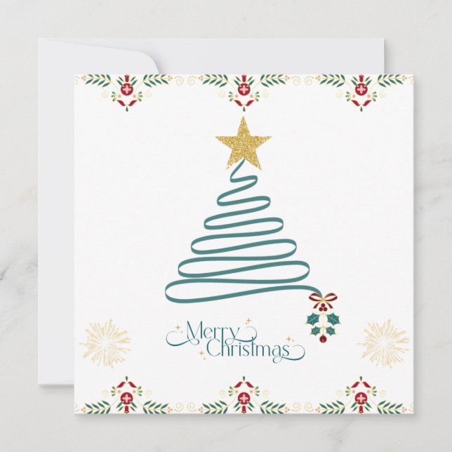 Carte de Noël arbre ruban minimaliste  (Devant)