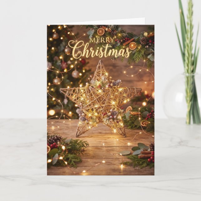 Carte de Noël arbre rustique or (Devant)