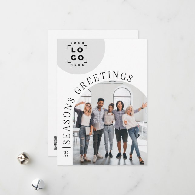 Carte de Noël Arc moderne d'affaires (Devant/Arrière en situation)