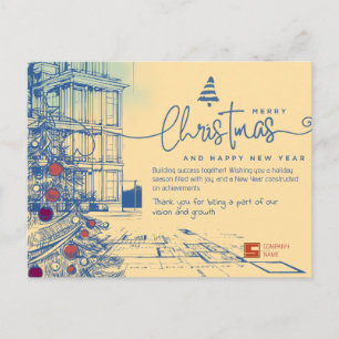 Carte de Noël Architecture et Blueprint Élégant