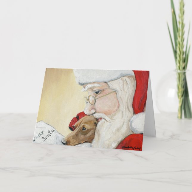 Carte de Noël Art "Dachshund Request for Père Noël (Devant)