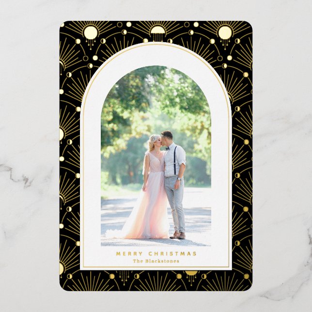 Carte de Noël Art déco Vintage céleste (Recto)