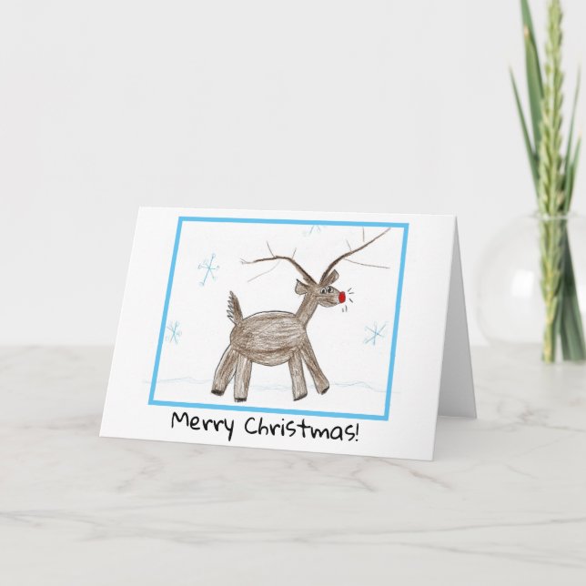 Carte de Noël - Art pour enfants - Rudolph (Devant)