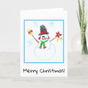 Carte de Noël - Art pour enfants - Snowman
