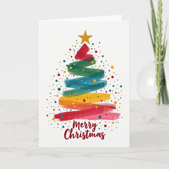 Carte de Noël artistique avec sapin abstrait (Devant)