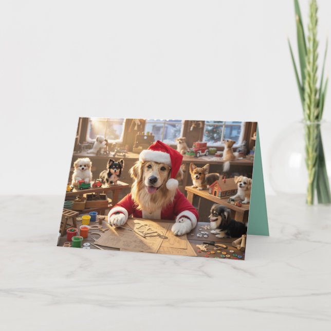 Carte de Noël Atelier du Père Noël Mignonne (Devant)