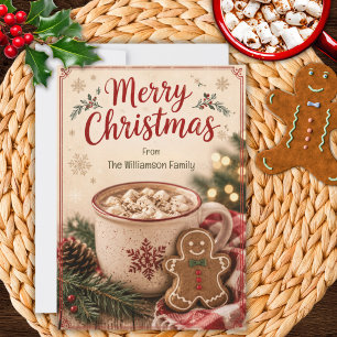 Carte de Noël au cacao chaud et pain d'épice