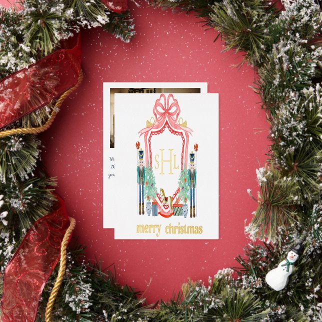 Carte de Noël au casse-noisette avec monogramme et (Insitu)