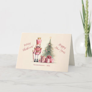 Carte de Noël au casse-noisette rose