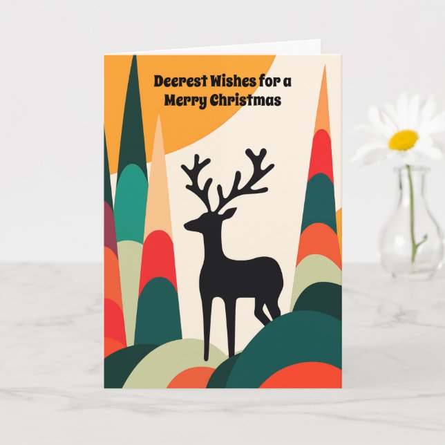 Carte de Noël au cerf des bois gras (Petite plante)