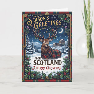 Carte de Noël au chardon écossais joyeux
