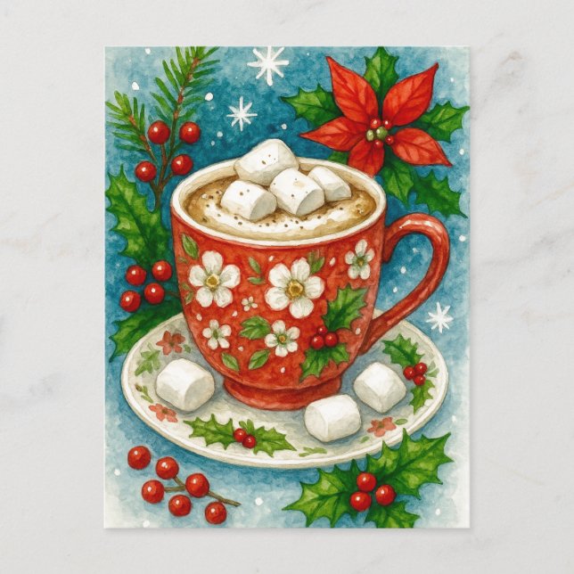 Carte de Noël au Chocolat Chaud de Fête (Devant)