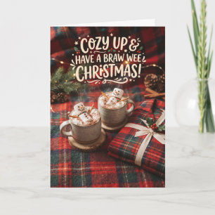 Carte de Noël au Chocolat Chaud Tartan Cosy