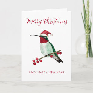 Carte de Noël au colibri de Santa