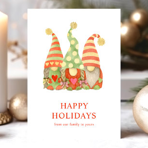 Carte de Noël au gnomes scandinaves aquarelle