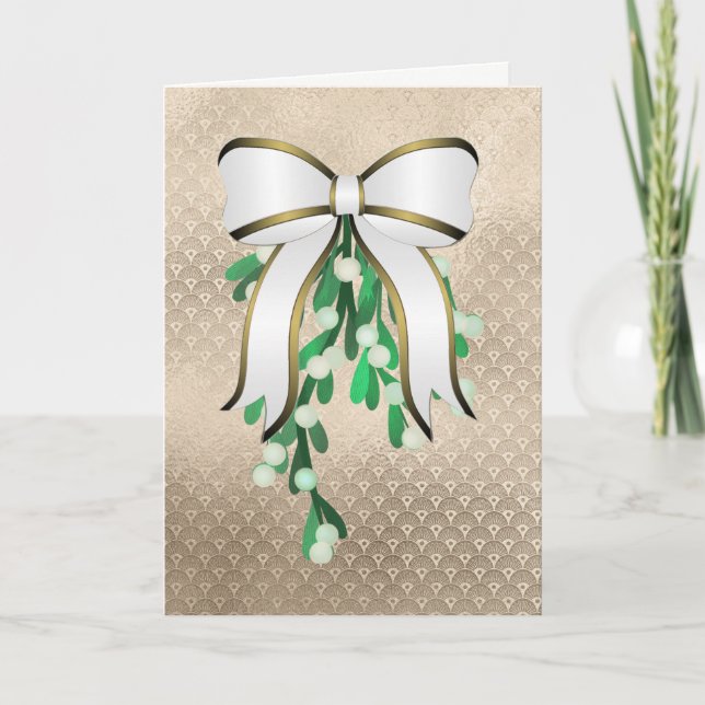 Carte de Noël au gui des amoureux (Devant)