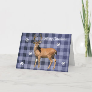 Carte de Noël au motif de cerf des bois à carreaux