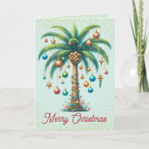 Carte de Noël au palmier tropical