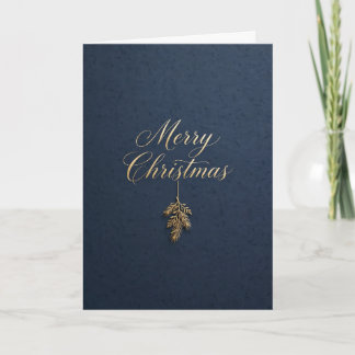 Carte de Noël au papier doré - Élégant Bleu Nuit