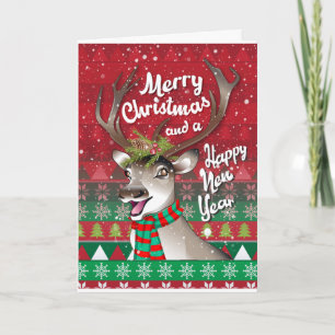 Carte de Noël au renne à personnaliser