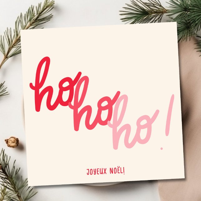 Carte de Noël au script Joyeux Noël rouge rose Hoh (Créateur téléchargé)