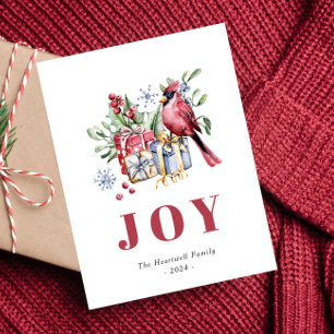 Carte de Noël au style aquarelle avec un cardinal