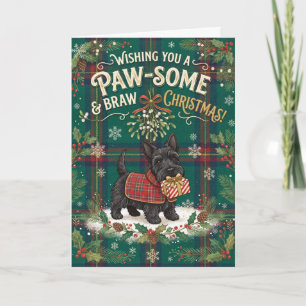 Carte de Noël au tartan écossais patte