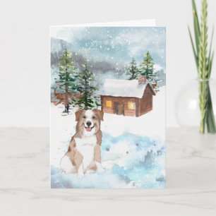 Carte de Noël Australian Shepherd (rouge)