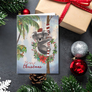Carte de Noël australienne Koala mignon Palmier