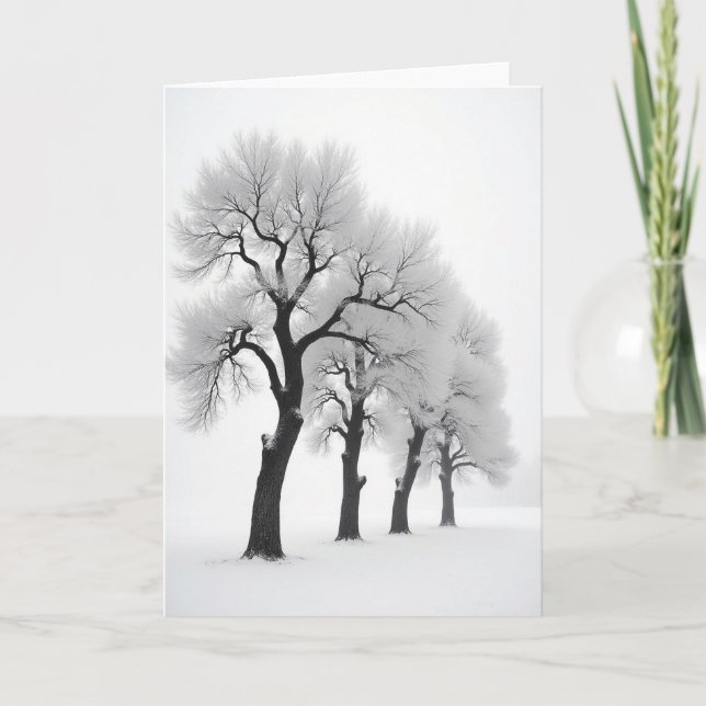 Carte de Noël aux Arbres Givrés (Devant)