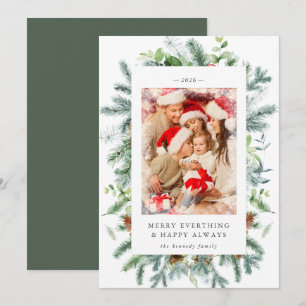 Carte de Noël aux Baies de Pin Rustique