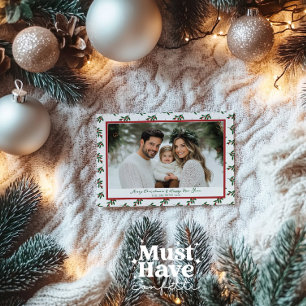 Carte de Noël aux baies rouges et vertes