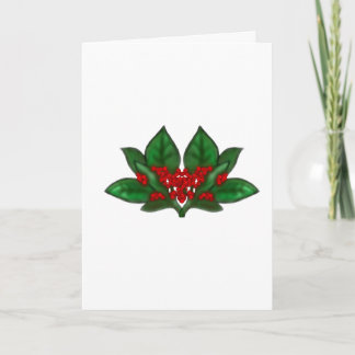 Carte de Noël aux branches de houx peintes au pinc
