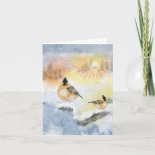 Carte de Noël aux oiseaux d'aquarelle - Peint à la