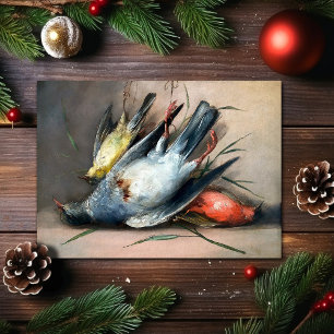 Carte de Noël aux oiseaux morts vintages
