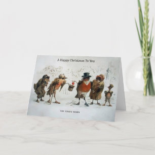 Carte de Noël aux Oiseaux Victorien Vintage
