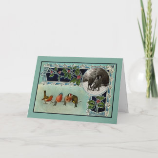 Carte de Noël aux oiseaux vintages