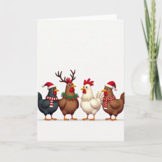 Carte de Noël aux Poulets de Noël (Devant)