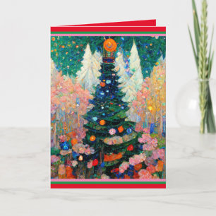 Carte de Noël avec Aquarelle style Klimt Arbre