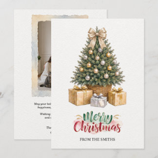 Carte de Noël avec arbre dans un panier pour photo