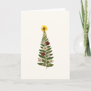 Carte de Noël avec arbre de fleurs pressées