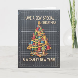 Carte de Noël avec arbre de Noël en couture astuci