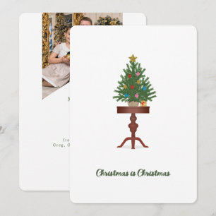 Carte de Noël avec arbre de Noël sur table latéral