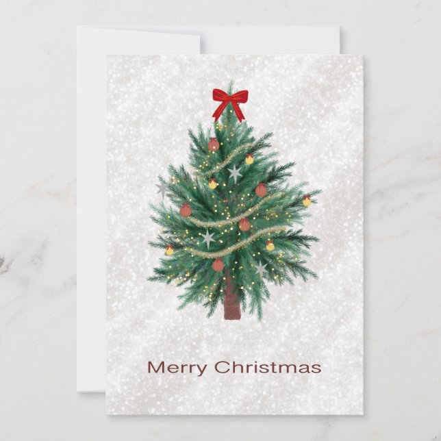 Carte de Noël avec arbre dessinée à la main (Devant)