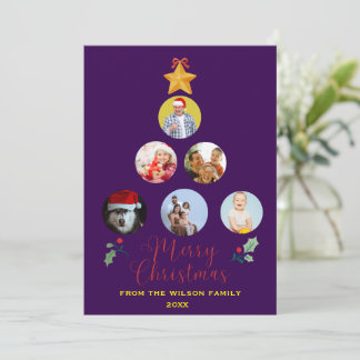 Carte de Noël avec arbre et photo de famille perso