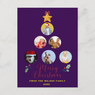 Carte de Noël avec arbre et photo de famille perso